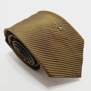 Bronzini Necktie Gold/Green Stripe Pattern Men's Silk Neck Tie Jacquard Fabric